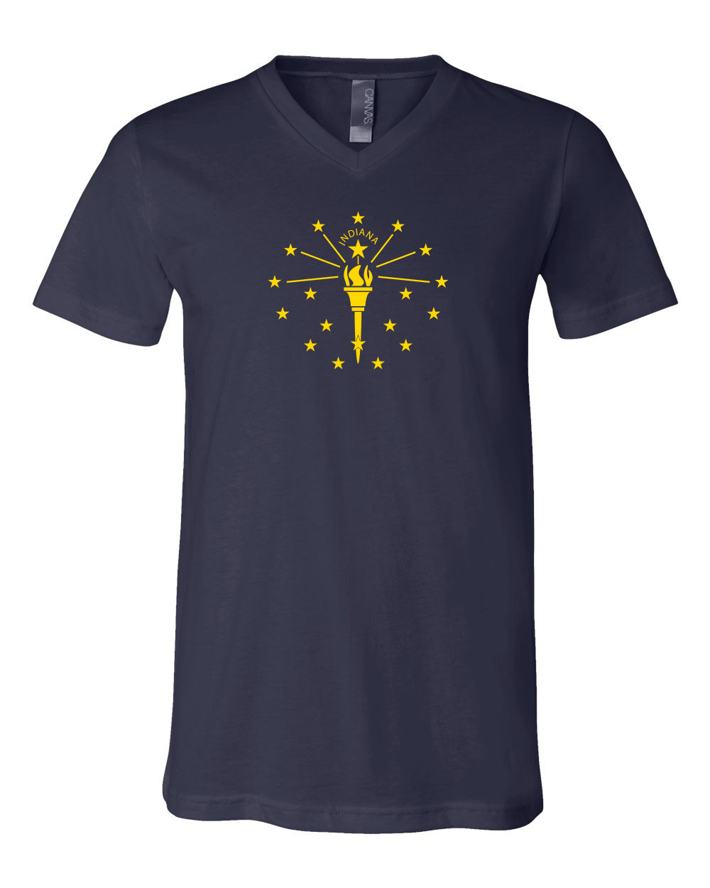 Indiana State Flag Navy Short Sleeve V-Neck T-Shirt
