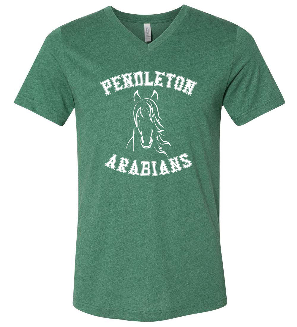 Pendleton Arabians Heather Green Short Sleeve V-Neck T-Shirt