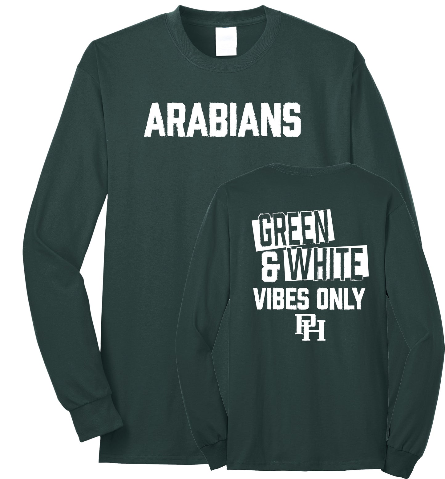 Arabians Green & White Vibes Long Sleeve T-Shirt