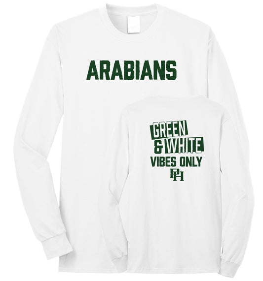 Arabians Green & White Vibes Long Sleeve T-Shirt