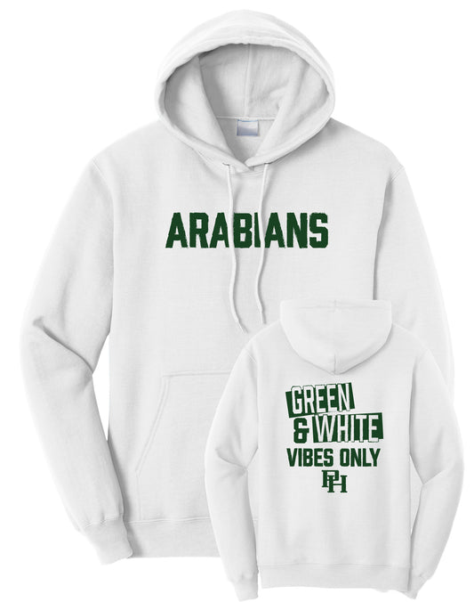 Arabians Green & White Vibes Fleece Pullover Hooded Sweatshirt