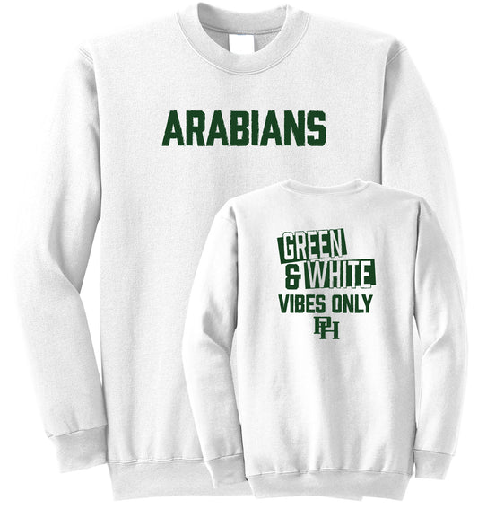 Arabians Green & White Vibes Fleece Crewneck Sweatshirt