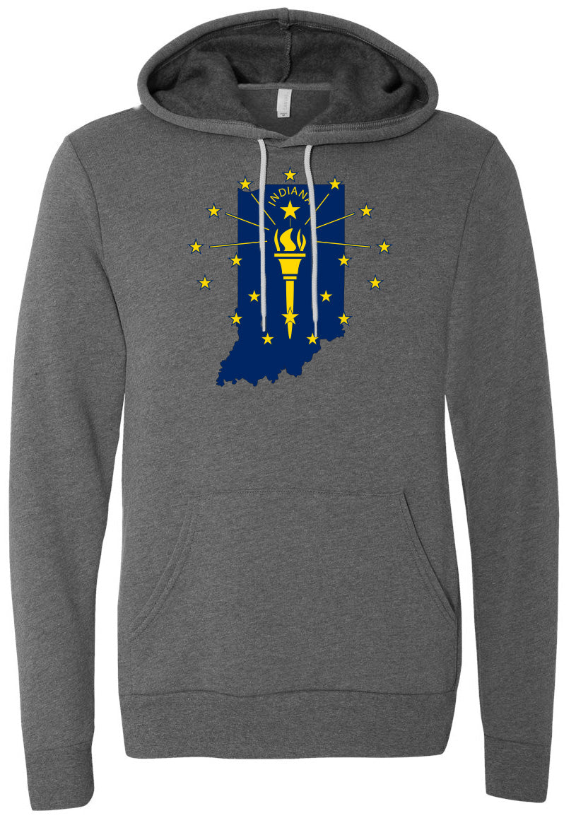 Indiana State Flag Deep Heather Pullover Hoodie