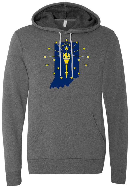 Indiana State Flag Deep Heather Pullover Hoodie